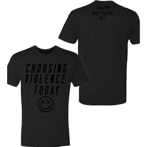 Salty Savage Unisex Choosing Violence Short Sleeve T-Shirt in Black Size Small - Picture 1 of 5